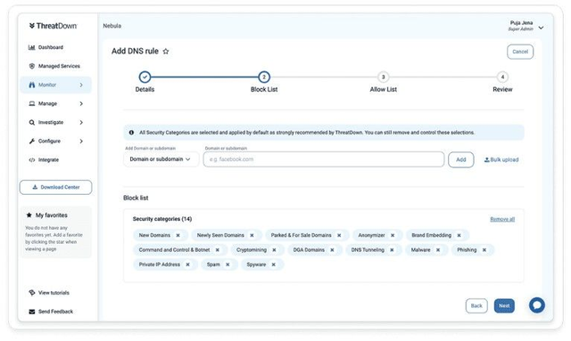 Protezione DNS, ThreatDown DNS Security for Business.