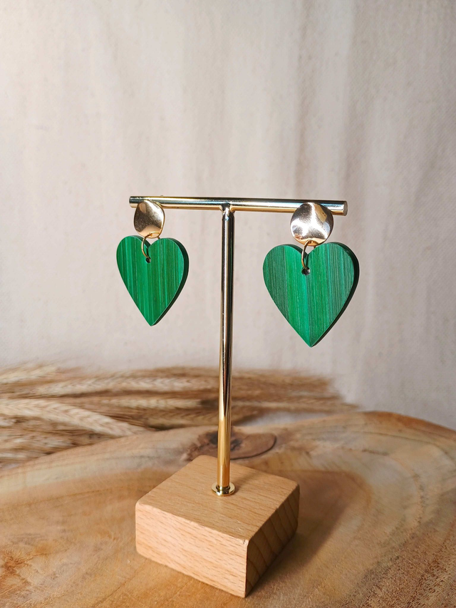 Boucles d'oreilles COEUR Vert jungle