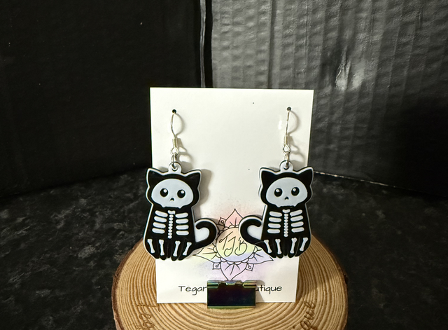 Skeleton Cat Earrings