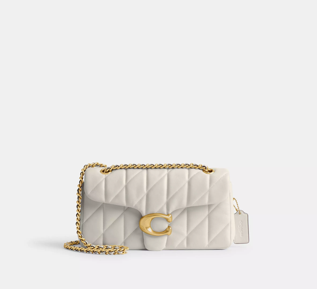 White &amp; Gold Quilted Shoulder Bag