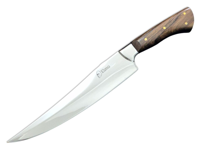 Faca General Elmo Aço Inox Polido Cabo em Madeira Nobre Churrasco