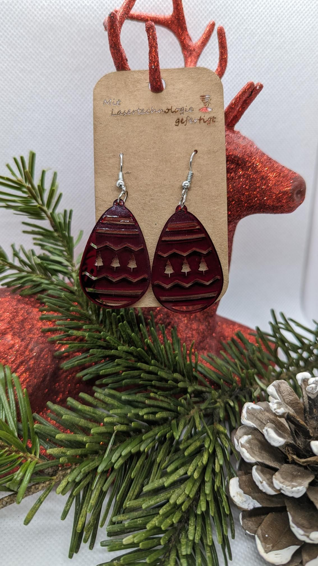 Ohrringe Acryl Ei Baum rot