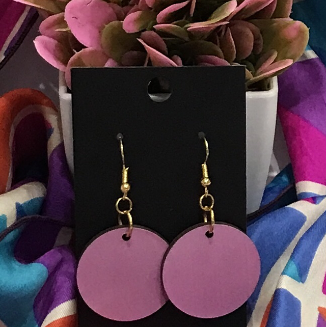 Purple Wood Dangling Earrings- SWDE15