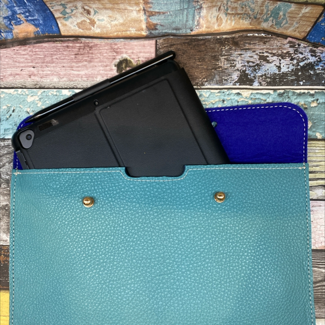 iPad case teal leather