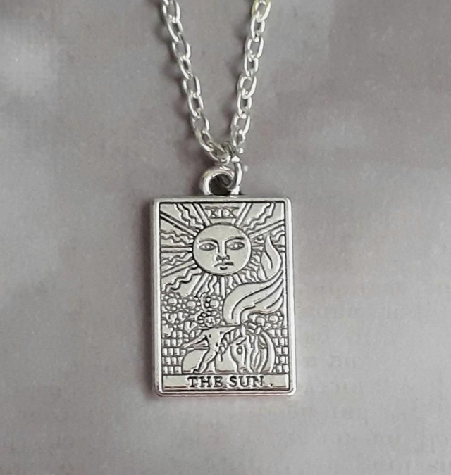 The Sun Metal Tarot Card Necklace