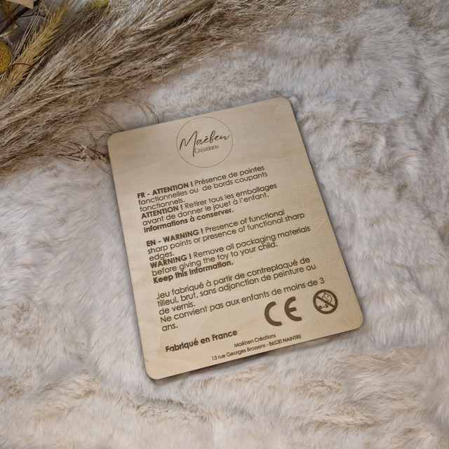 Jeu de morpion Tic Tac Toe pour enfant en bois gravé - décor Chien