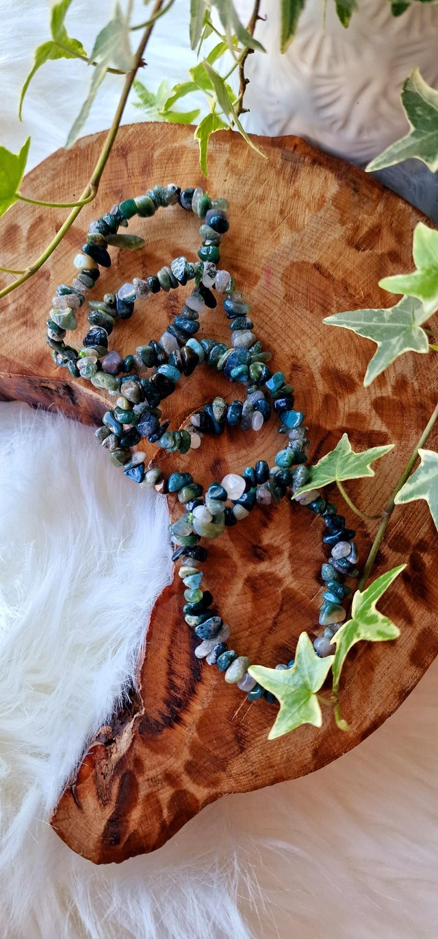 Moss Agate Chip Bracelet 