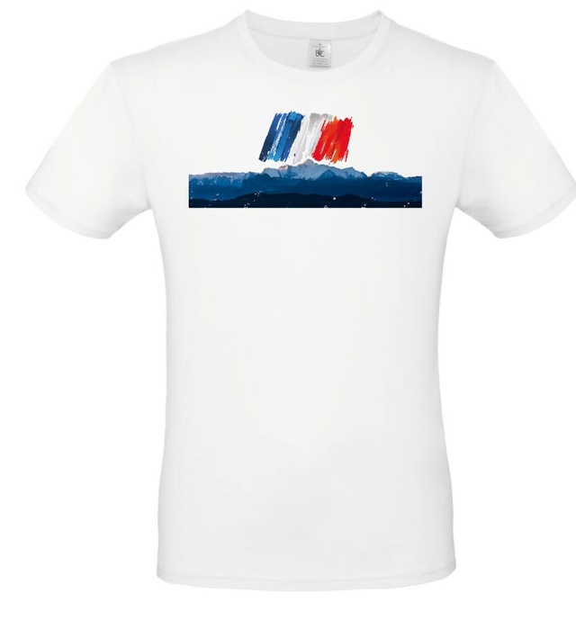 tee-shirt shop imprimé thème MONT-BLANC-FRANCE, emblèmes pays du monde.