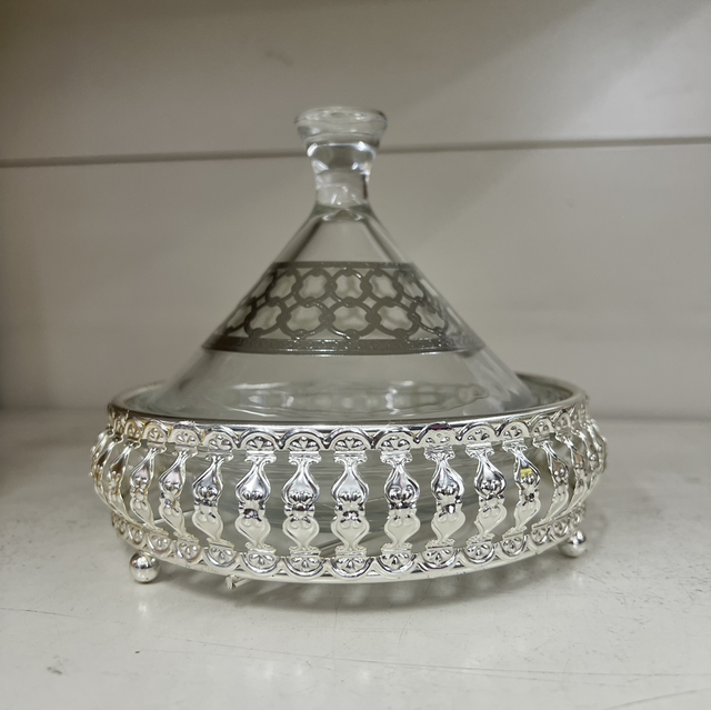 MINI Tajine argenté avec support 