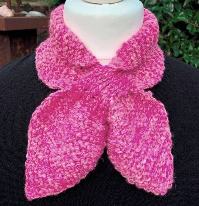Hand Knitted Sledding Scarf, Bow Tied Scarf, Miss Marple Scarf