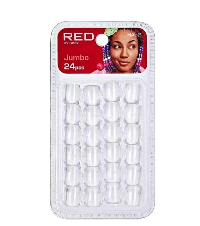 RED BY KISS: JUMBO HAIR BEADS 24PCS - CLEAR (HA52)