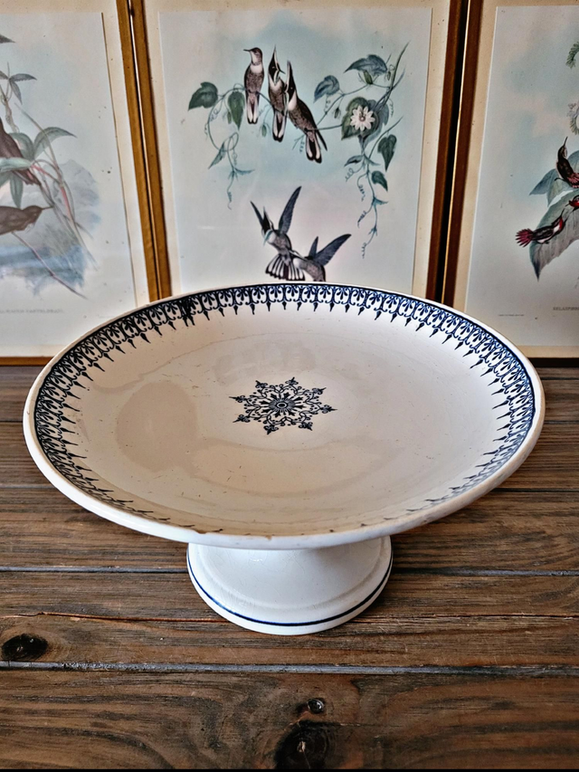 Compotier Saint Amand terre de fer Primax, décor arabisant bleu