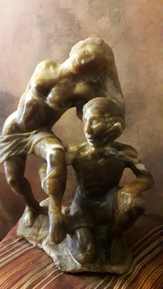 Complicité : Oeuvre d'art calcite orange 