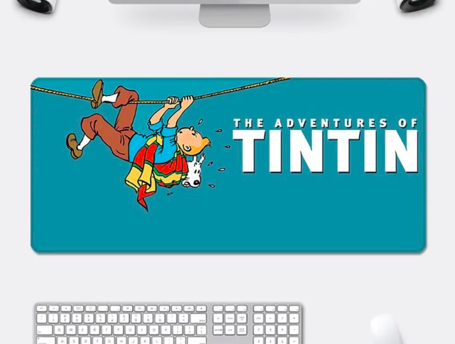 Kuifje / Tintin muismatten voor de echte fans (60x30cm) kleur groen