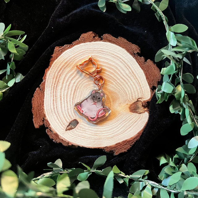 Llavero Rata // Rata blanco y gris