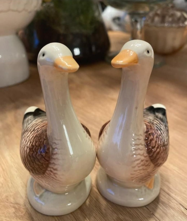 Salière et poivrière en porcelaine vintage