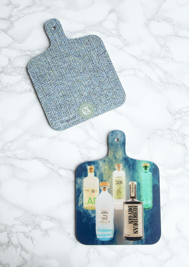 Outer Hebrides Gin Mini Chopping Board - Tweed Reverse
