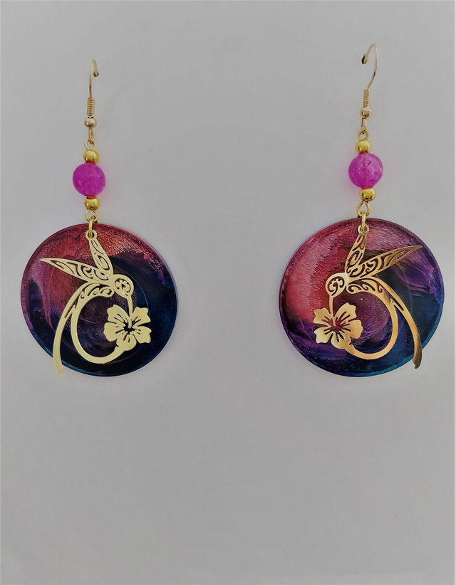 Boucles d’oreilles « Danse du Colibri » — Collection "Les Nuances de l’Infini"