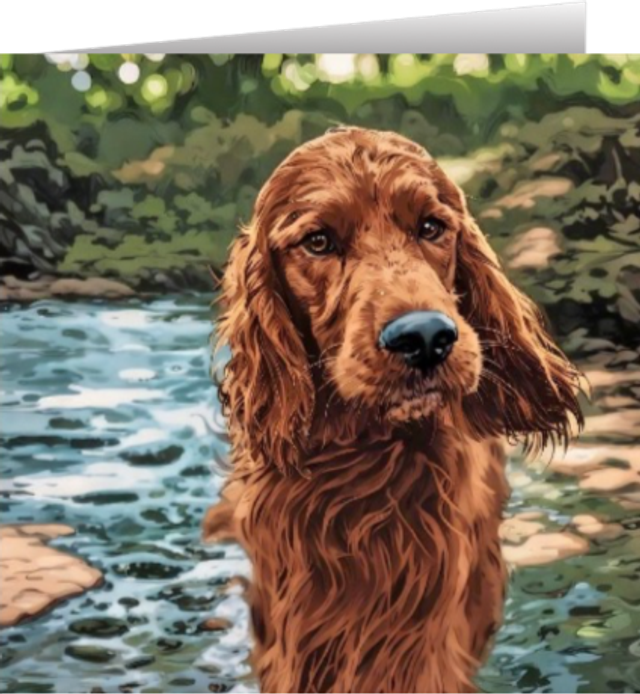 Red Setter in the stream