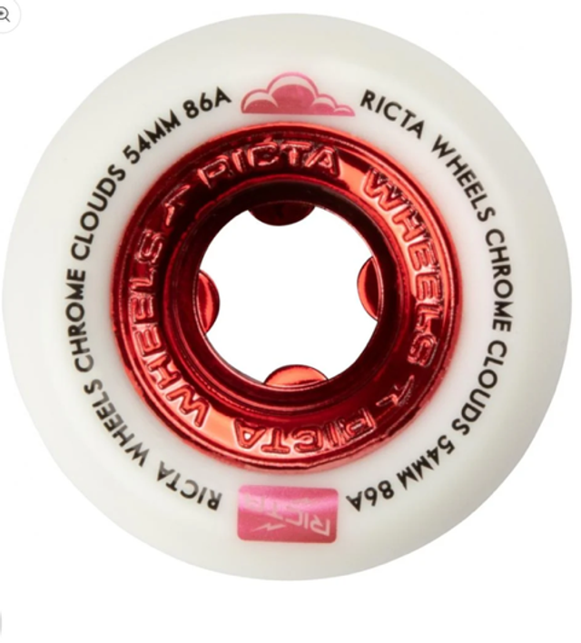 Ricta Chrome Clouds Red Skateboard Wheels - 54mm X 86a