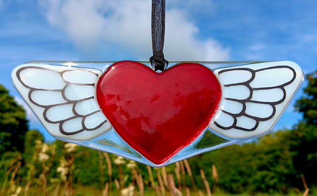 Fused glass Winged Heart