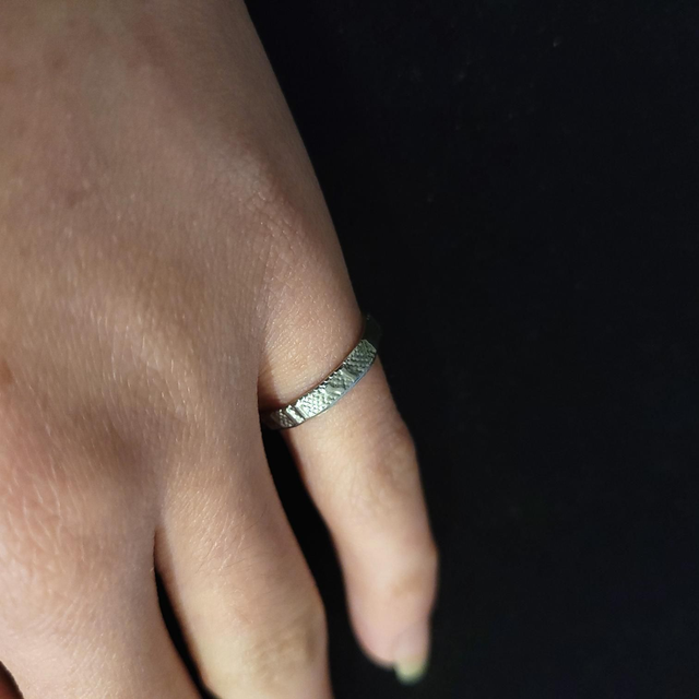 Silver Indented Pinky Ring
