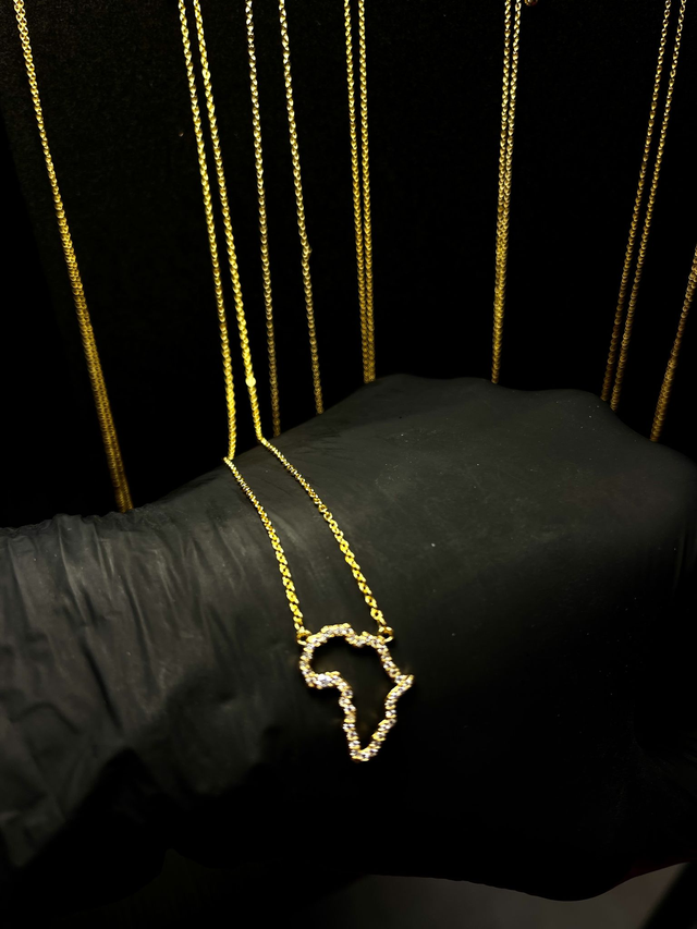 Collier Carte d&#039;Afrique Or Fantaisie