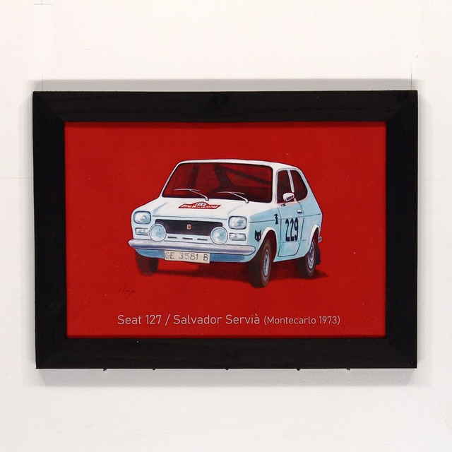Artimotor enmarcado 22x31 - Seat 127 / Salvador Servia (Montecarlo 1973)