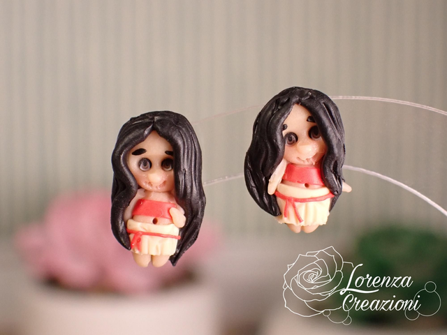 Orecchino a lobo modellato a mano artigianalmente, principessa Vaiana, Oceania