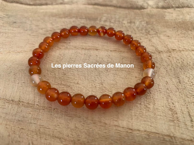 Bracelet Agate Rouge Cornaline - Perles de 6mm
