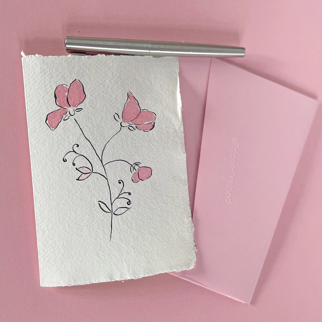 Hand Painted Cards: Note set, card set, greeting cards made with handmade Cotton Paper
