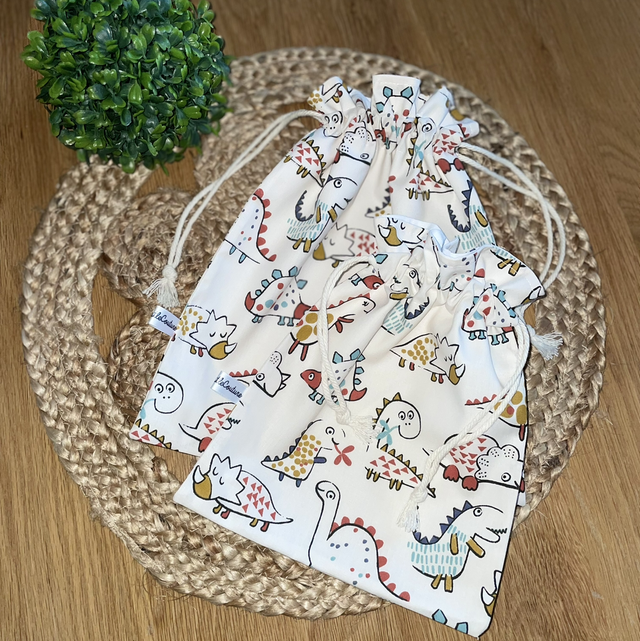 Pochon à cordon (lot de 2) DINOSAURE