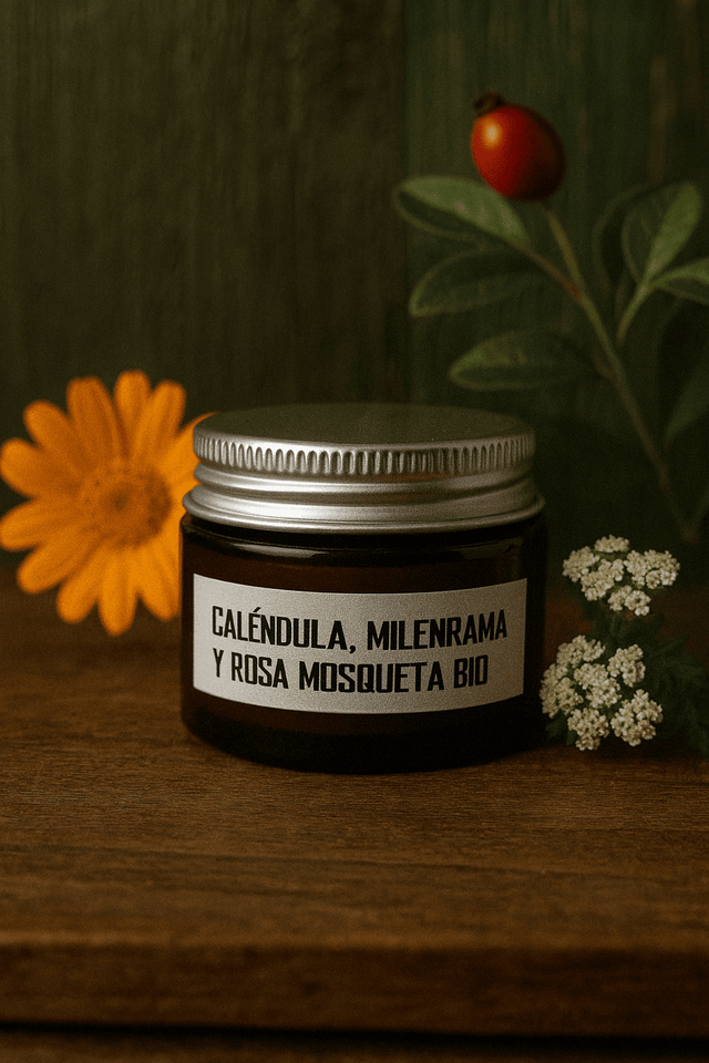 UNGÜENTO BIO DE CALÉNDULA, ROSA MOSQUETA Y MILENRAMA