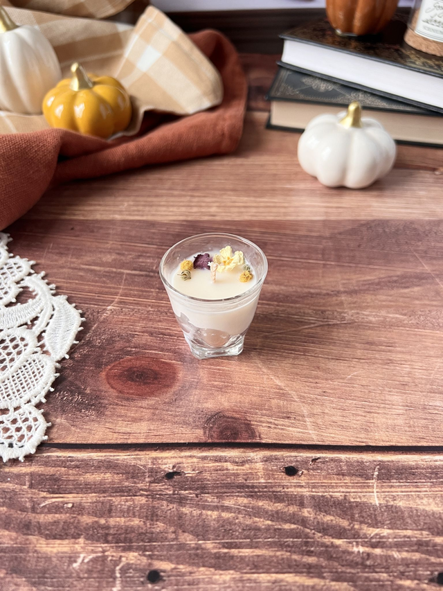 🍁 Bougie Thé noir vanille - mini verre "pied carré"