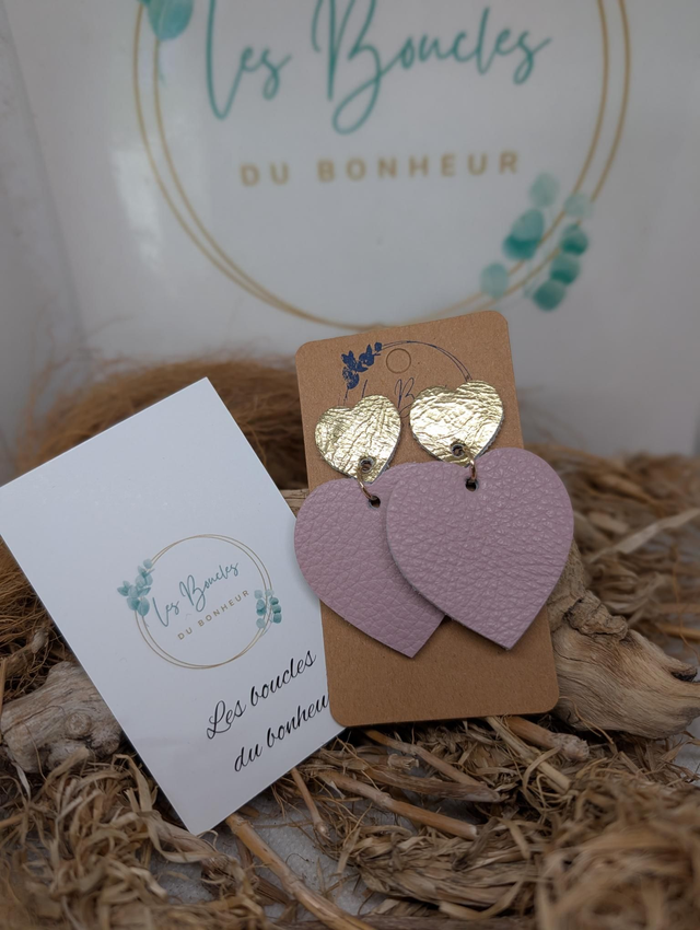 Boucles d'oreilles Louise rose poudré doré lo088