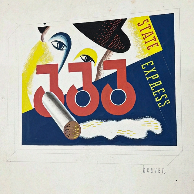 An Original Hand Painted Pictorial Advertisement For State Express 555 Cigarettes