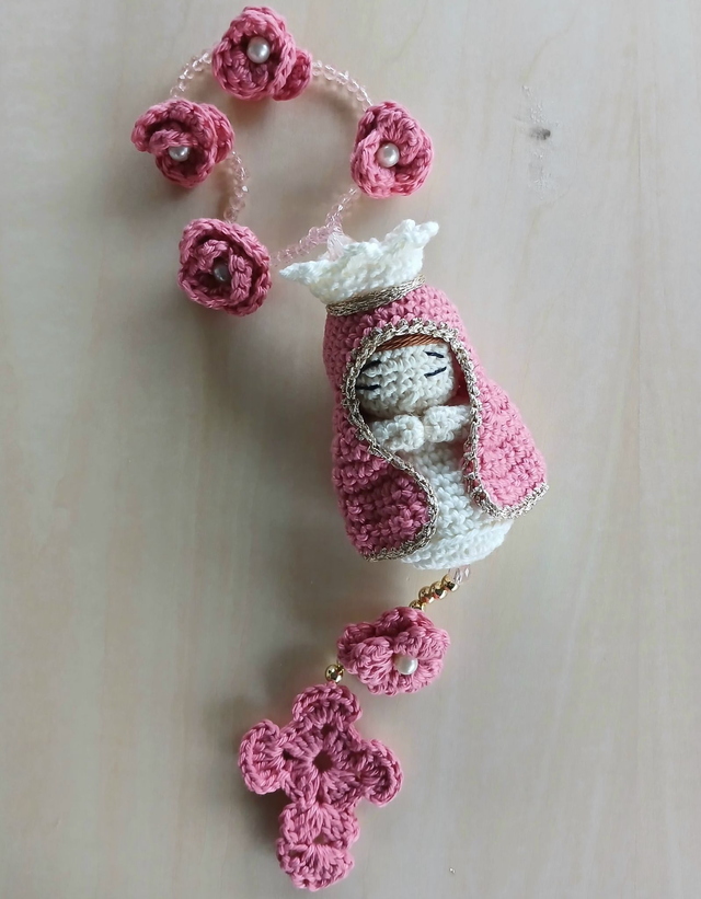Mini chapelet Vierge Marie Rose 