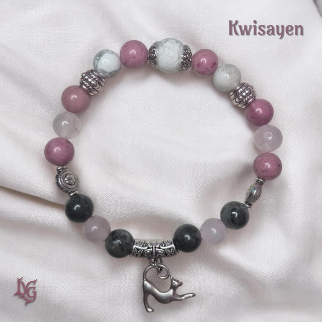 KWISAYEN (Bracelet - Quartz rose, labradorite, Rhodonite, Howlite)