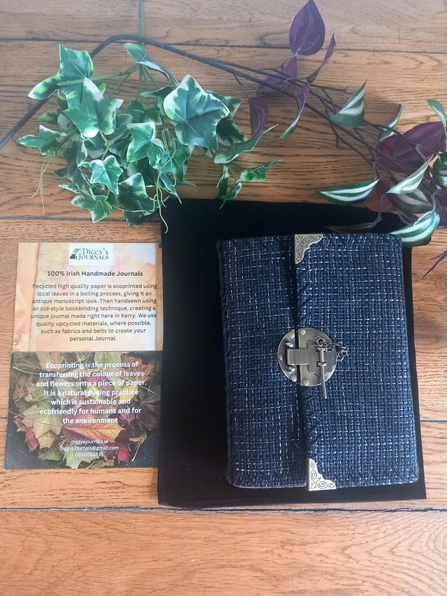 Large Ecoprinted Handmade Fabric Journal 