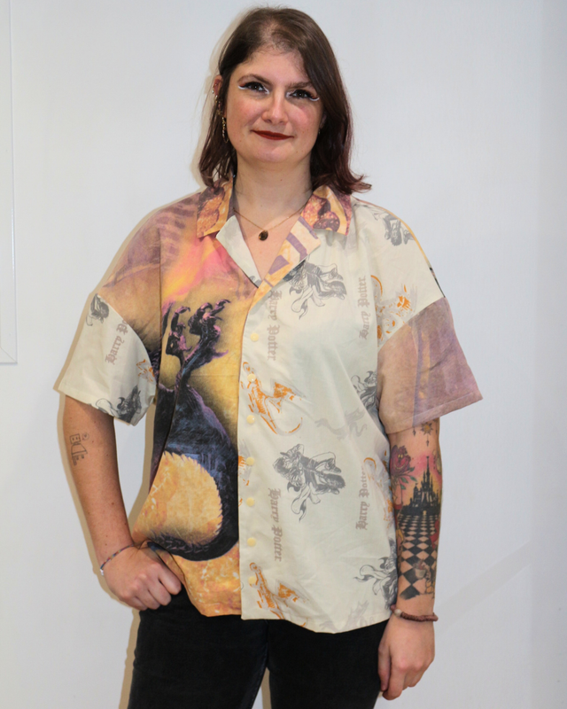 ✨ Chemise Upcyclée "Harry Potter au Quidditch"- Taille 40 ✨ 