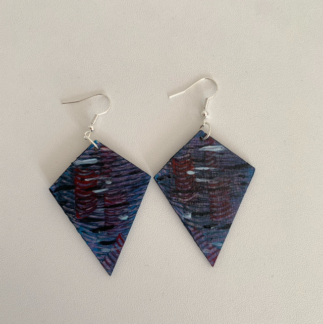 Hand Painted Wooden Lightweight Earrings 