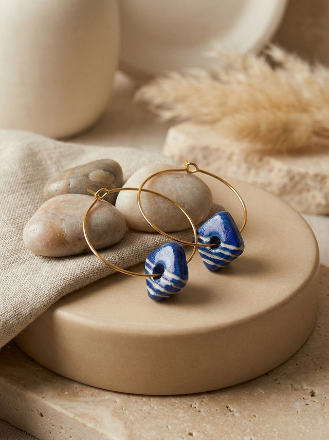 Midnight Tide Linear Squared Loop Earrings