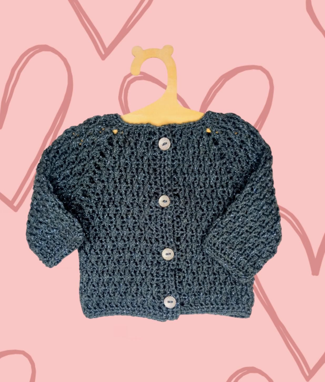 Gilet bébé fait main 3/6 mois – Bleu pétrole texturé – Fil acrylique Oeko-Tex 