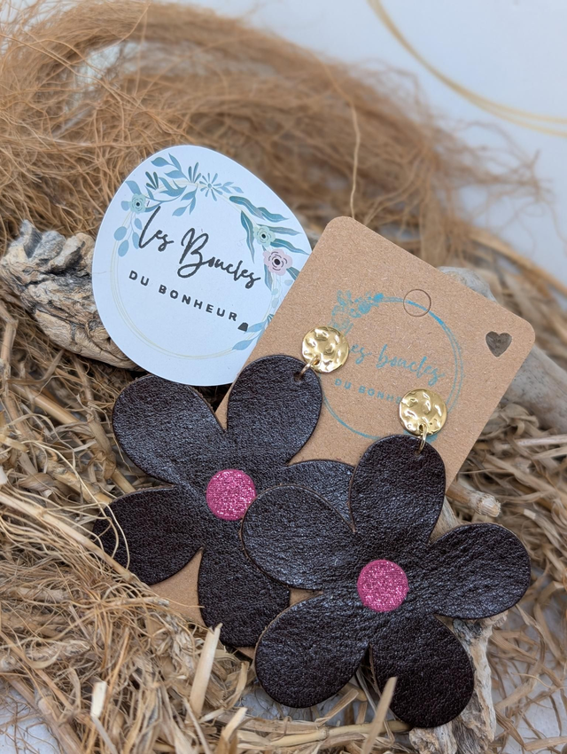 Boucles d&#039;oreilles Marguerite m109 marron