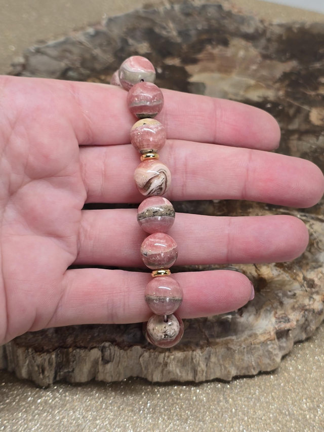 Bracelet Rhodochrosite AA XL en 1,2 cm