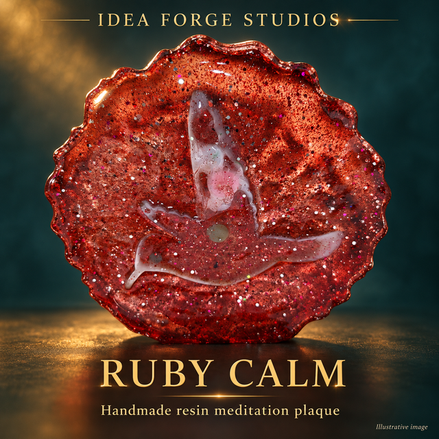Ruby Calm – Handmade Resin Meditation Plaque