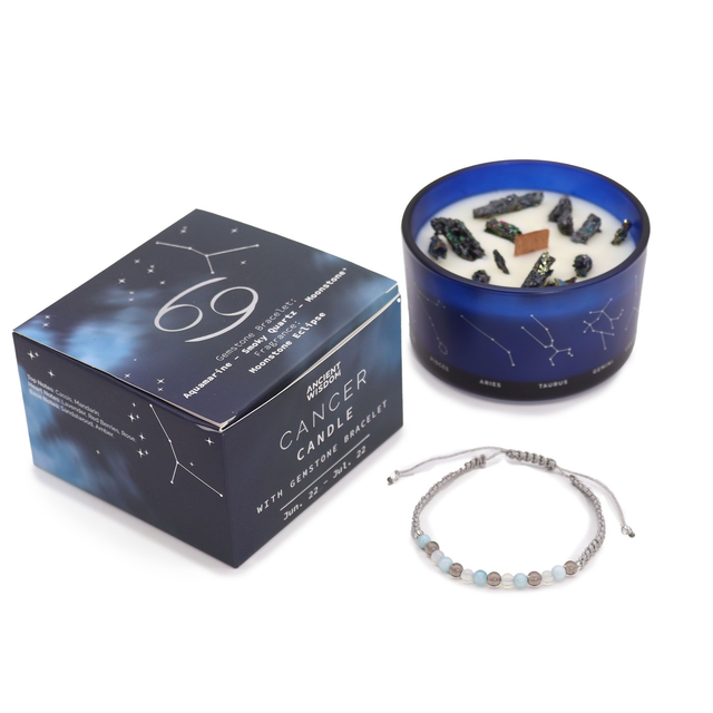 Bougie de Cristal du Zodiaque avec Bracelet - Cancer