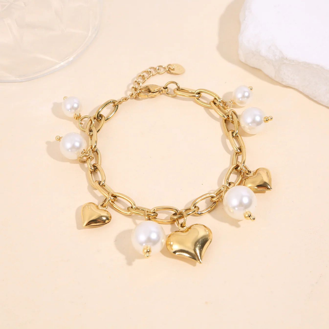 Bracelet Maillons dorés perles