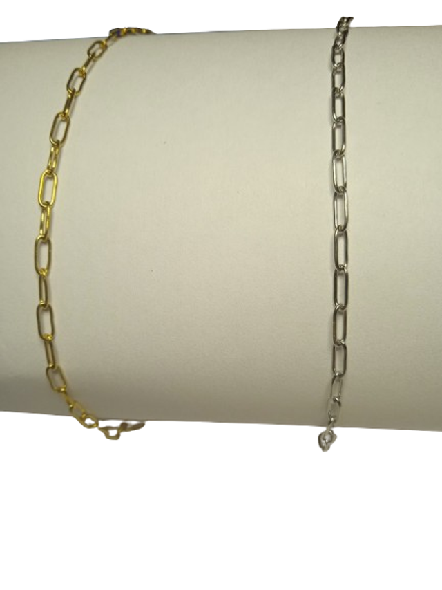 chaine  trombone fin collier /bracelet en acier inoxydable or ou argent 