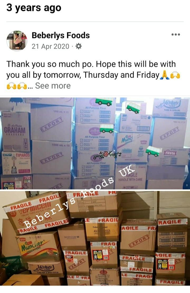 Beberlys Foods UK 2020 Parcels 